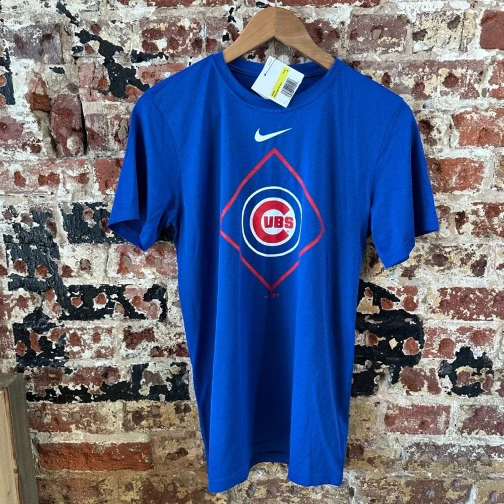 Nike Chicago Cubs Baseball MLB T-Shirt short sleeve Blue Tee Mens Small